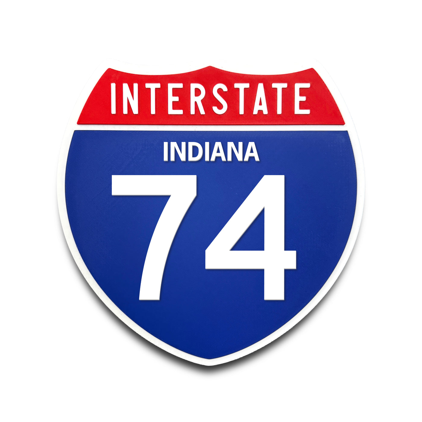 Interstate 74 Indiana road sign replica front view