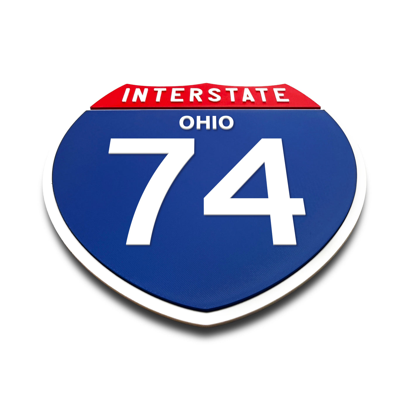 Interstate 74 Ohio road sign replica flat view