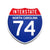 Interstate 74 North Carolina road sign replica front view