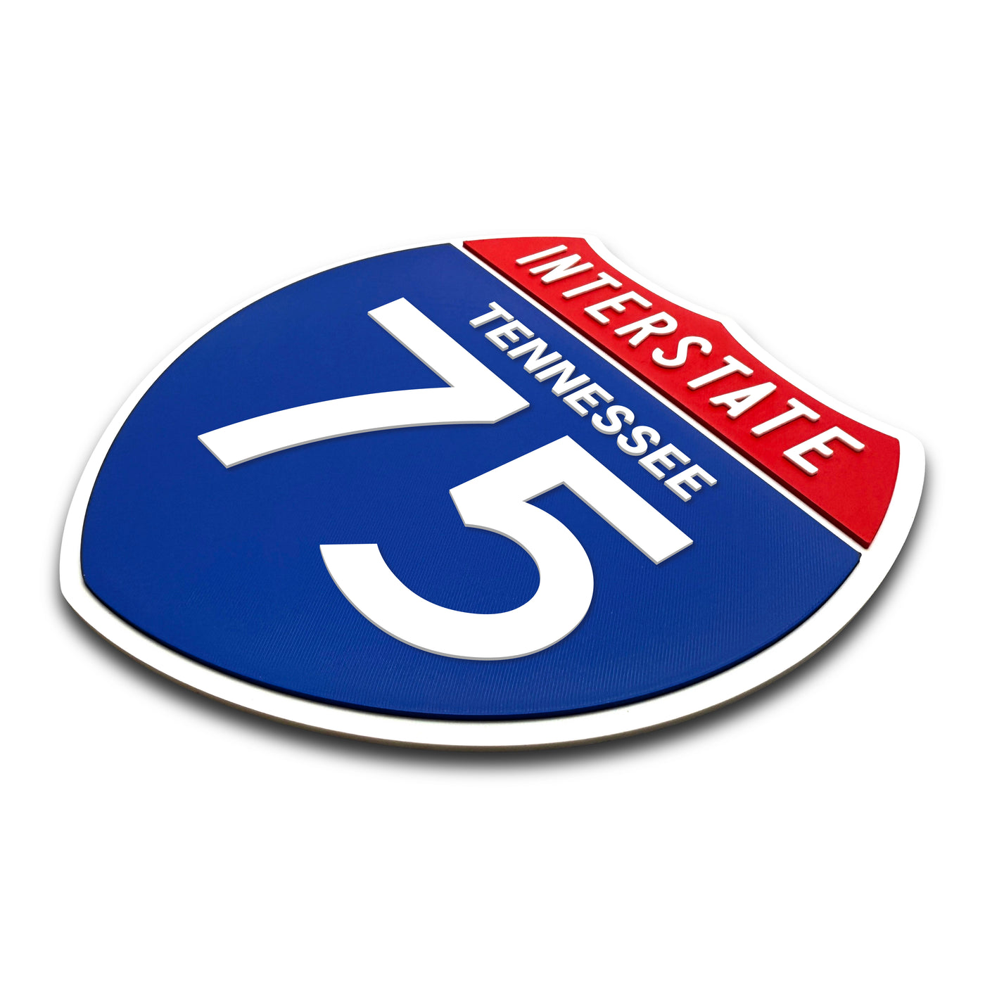 Interstate 75 Tennessee road sign replica three-quarter view
