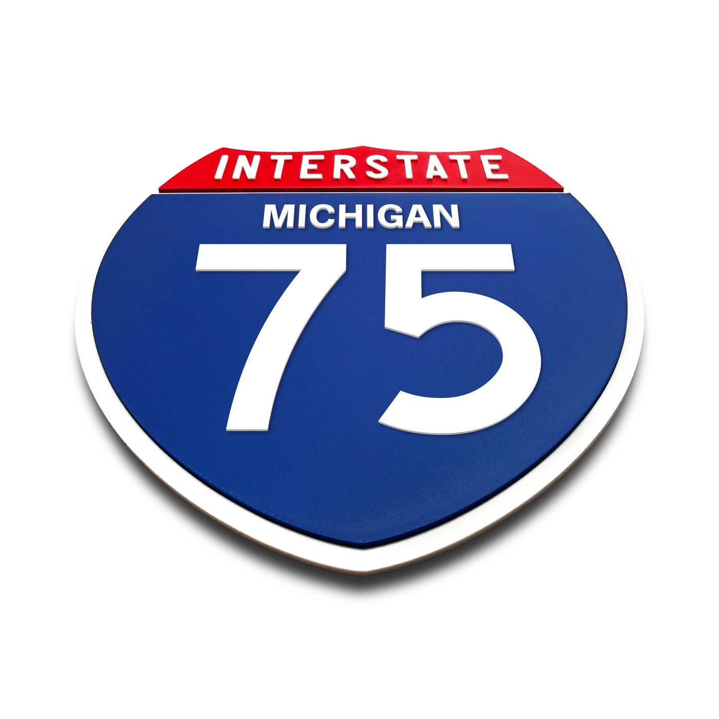 Interstate 75 Michigan road sign replica flat view