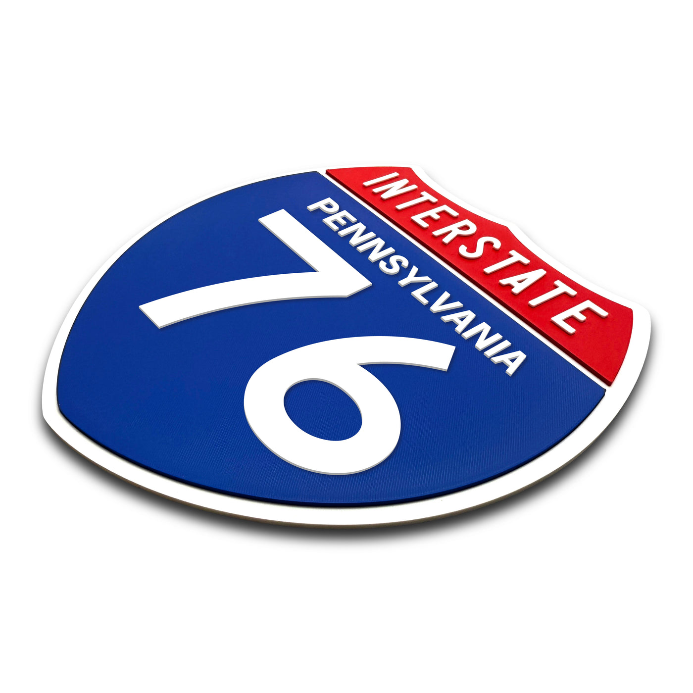 Interstate 76 Pennsylvania road sign replica three-quarter view