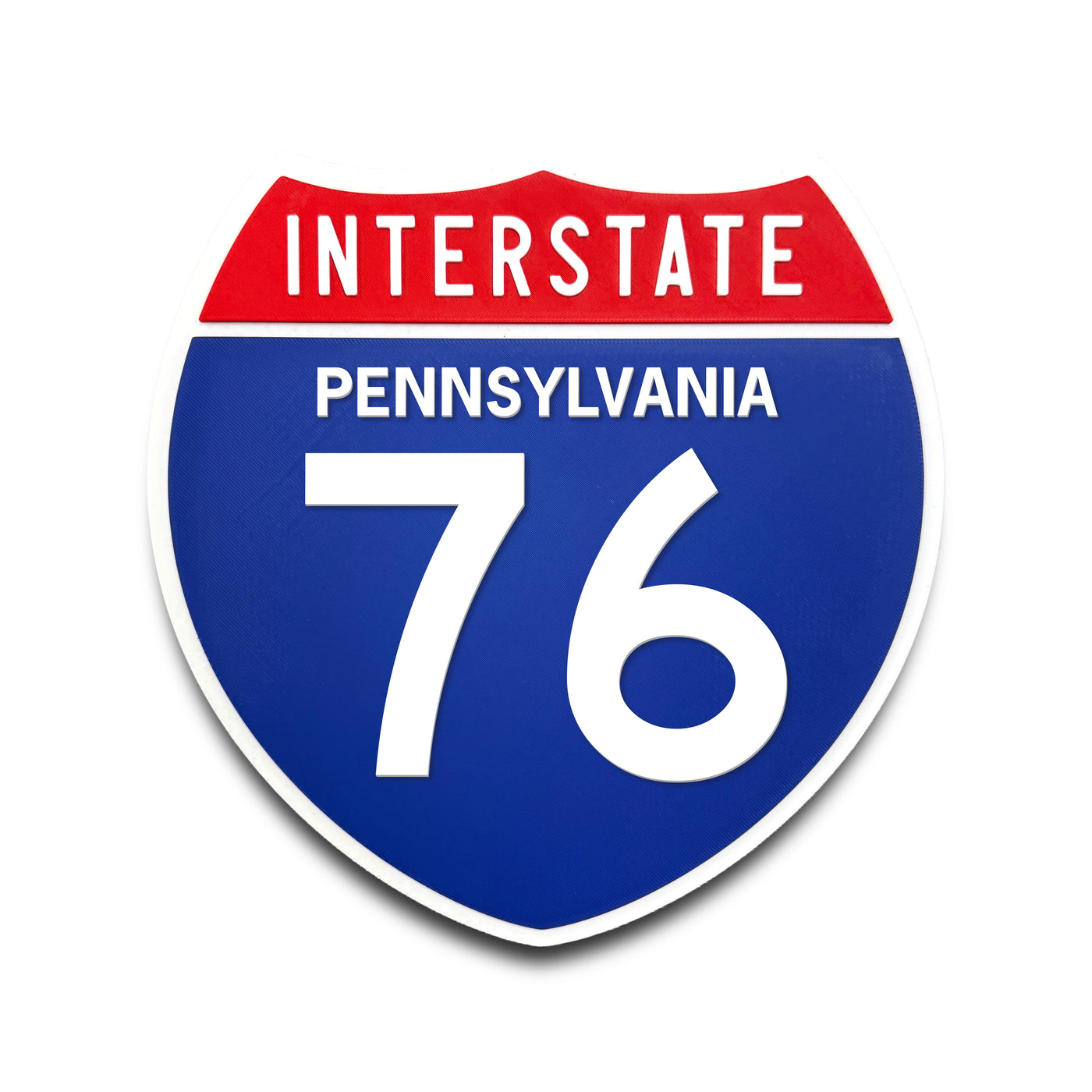 Interstate 76 Pennsylvania road sign replica front view