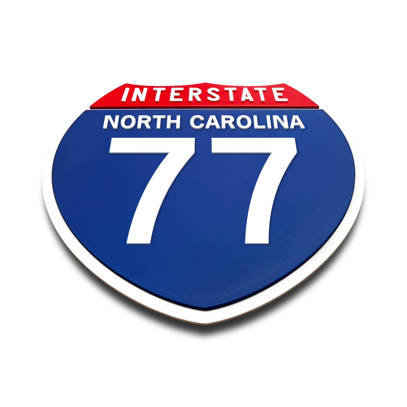 Interstate 77 North Carolina road sign replica flat view