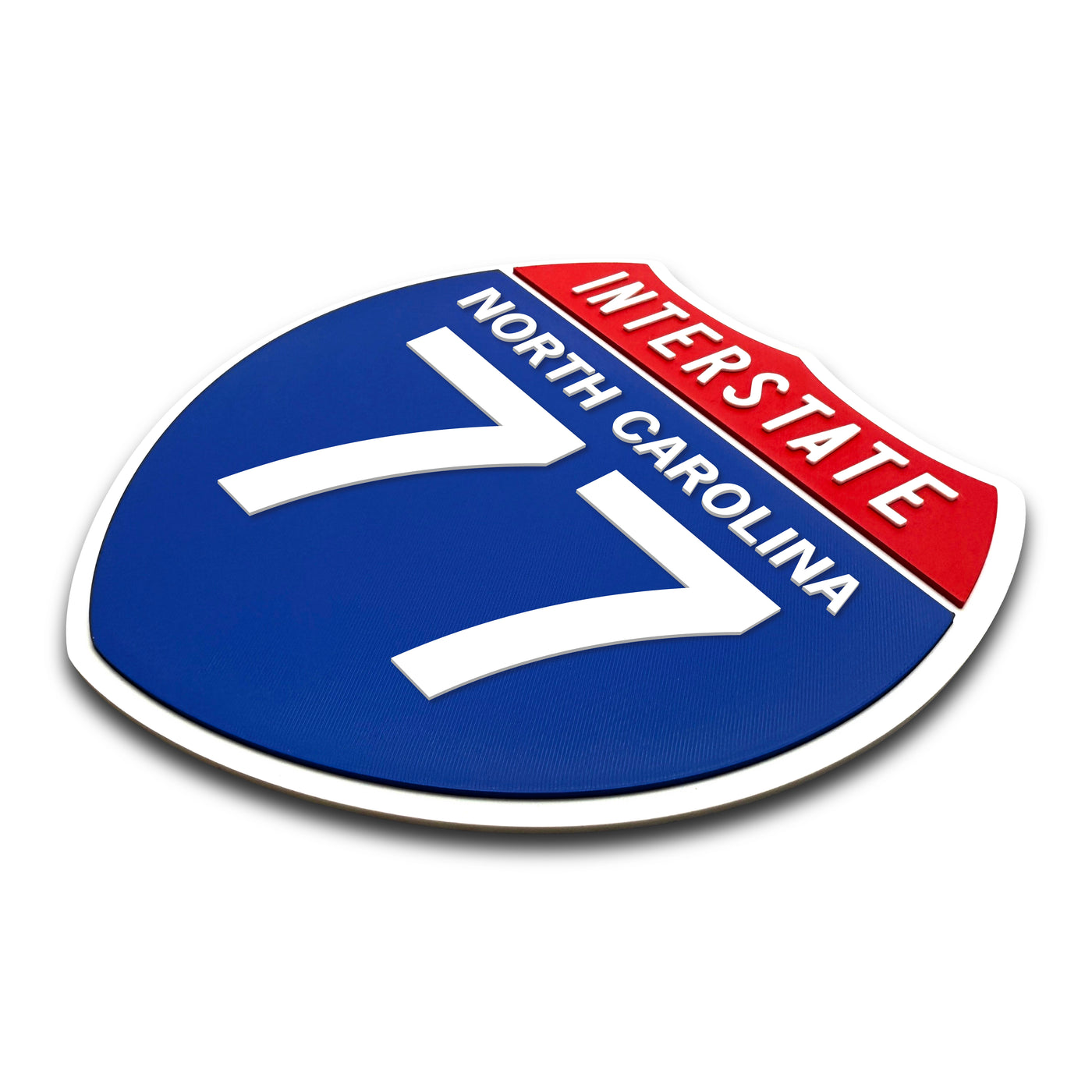 Interstate 77 North Carolina road sign replica three-quarter view