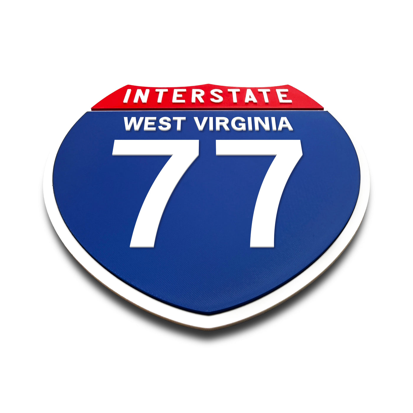 Interstate 77 West Virginia road sign replica flat view