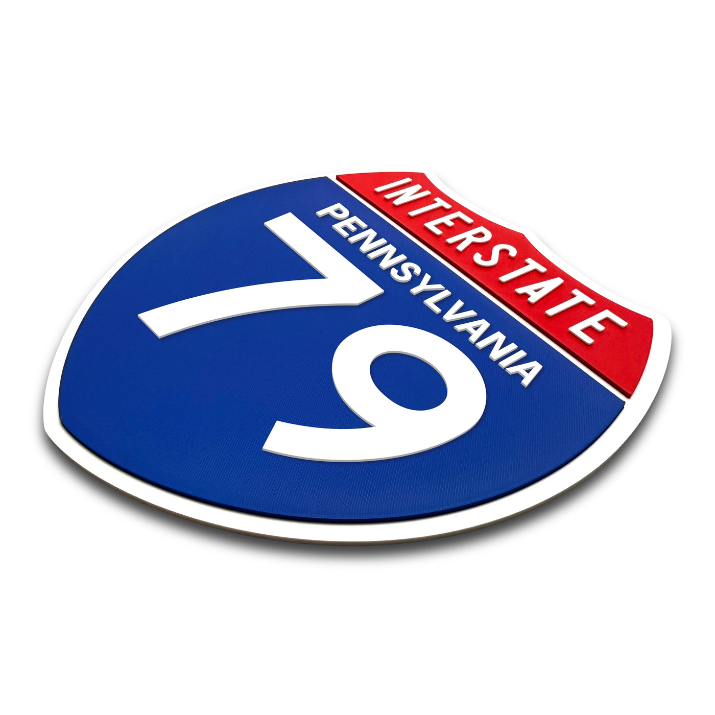 Interstate 79 Pennsylvania road sign replica three-quarter view
