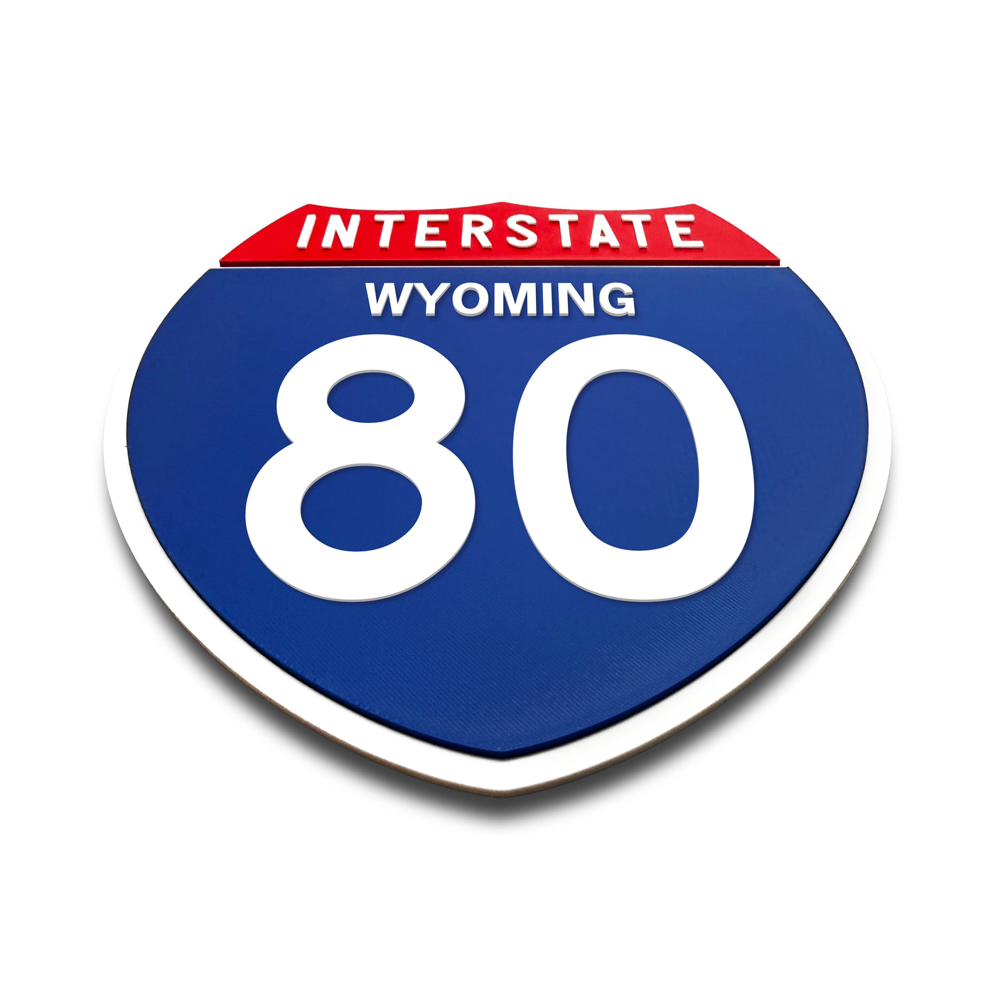 Interstate 80 Wyoming road sign replica flat view