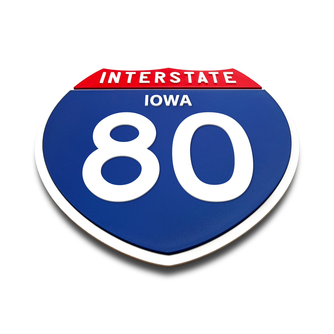 Interstate 80 Iowa road sign replica flat view