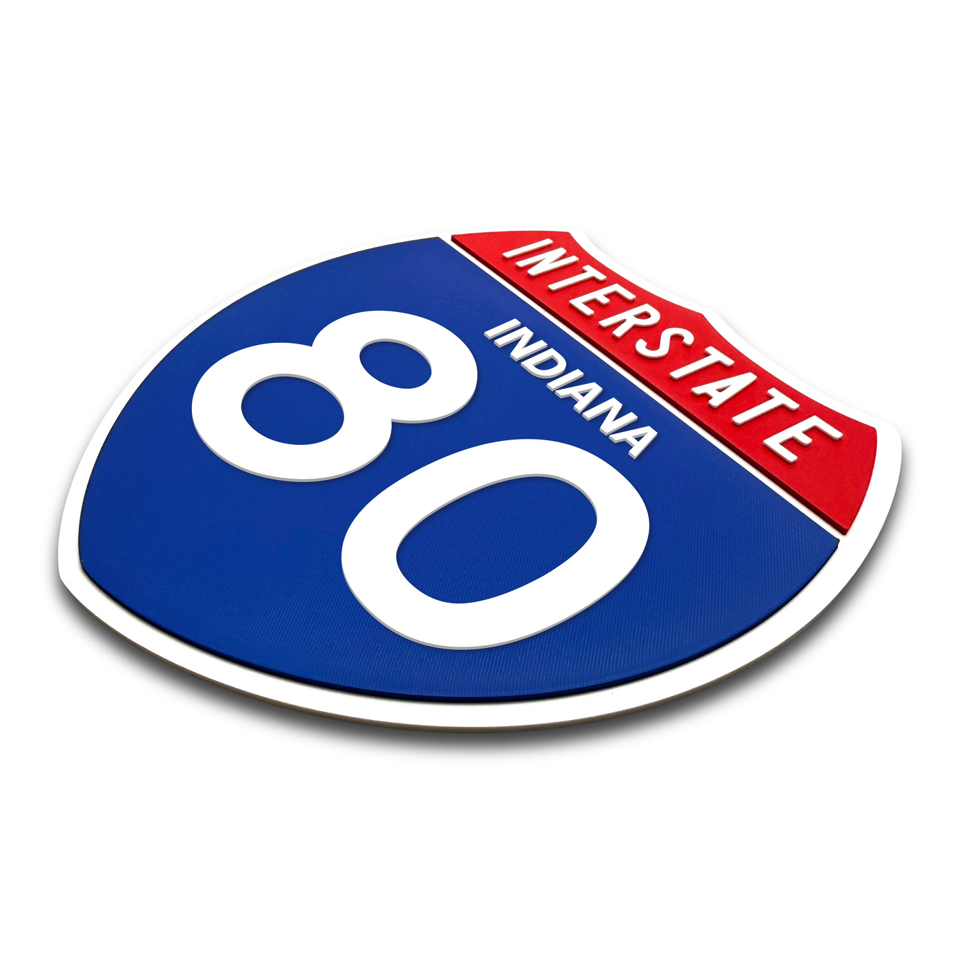 Interstate 80 Indiana road sign replica three-quarter view