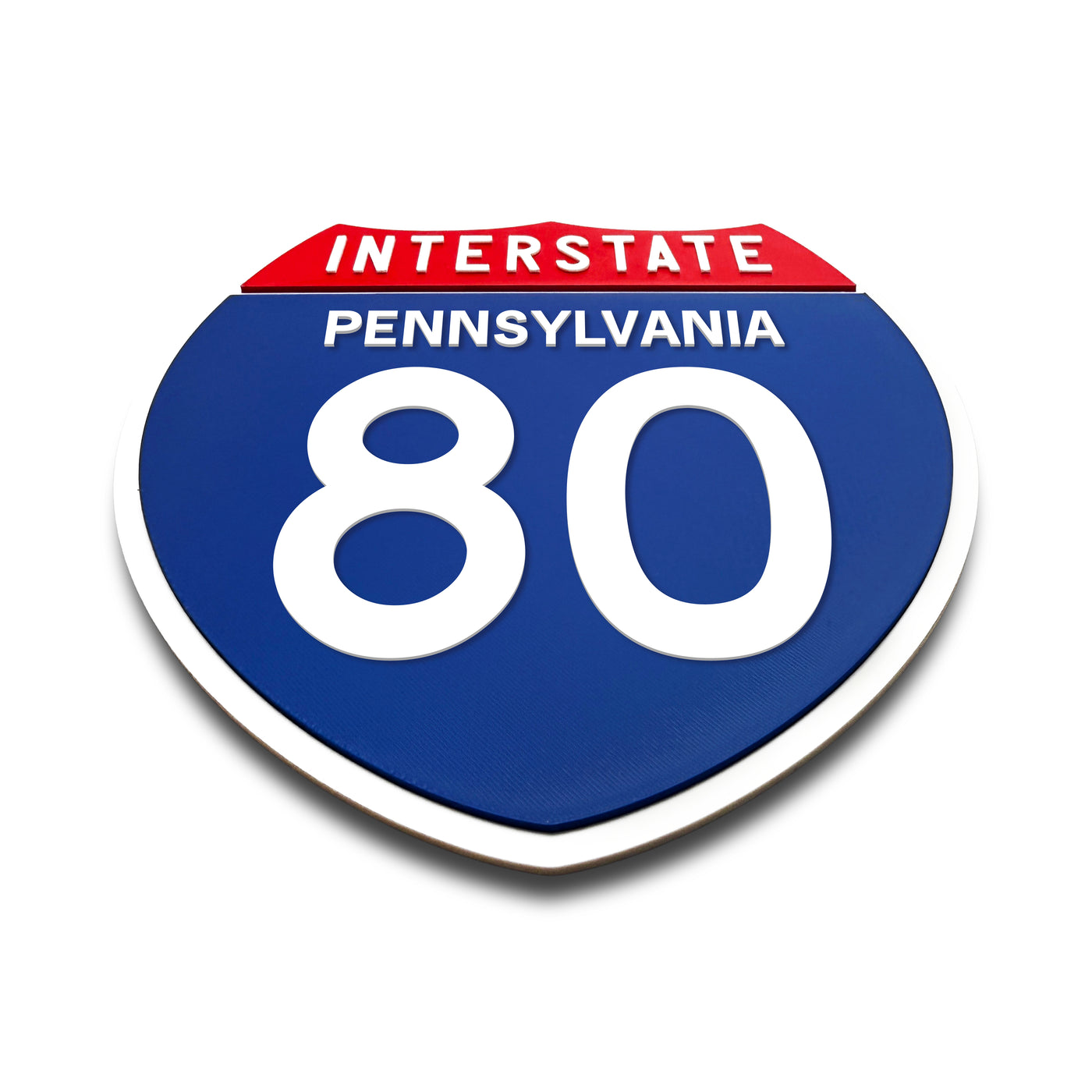 Interstate 80 Pennsylvania road sign replica flat view