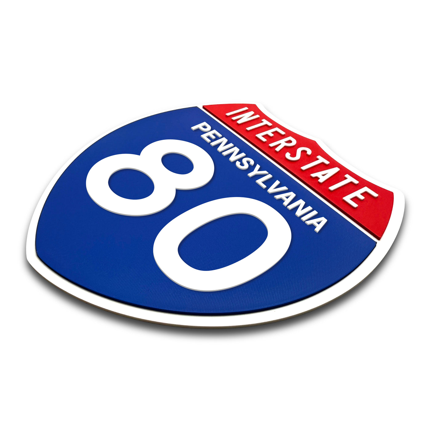 Interstate 80 Pennsylvania road sign replica three-quarter view