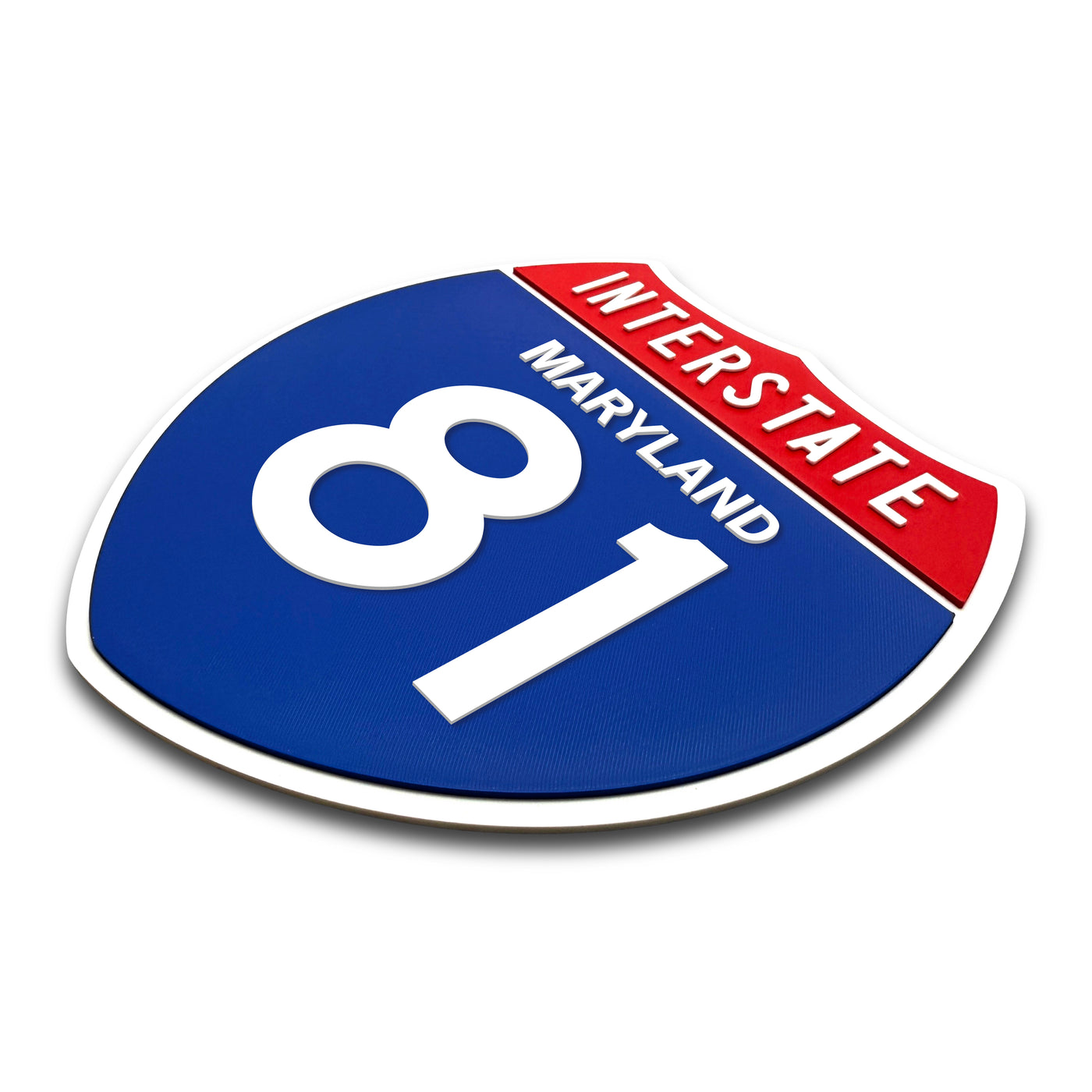 Interstate 81 Maryland road sign replica three-quarter view