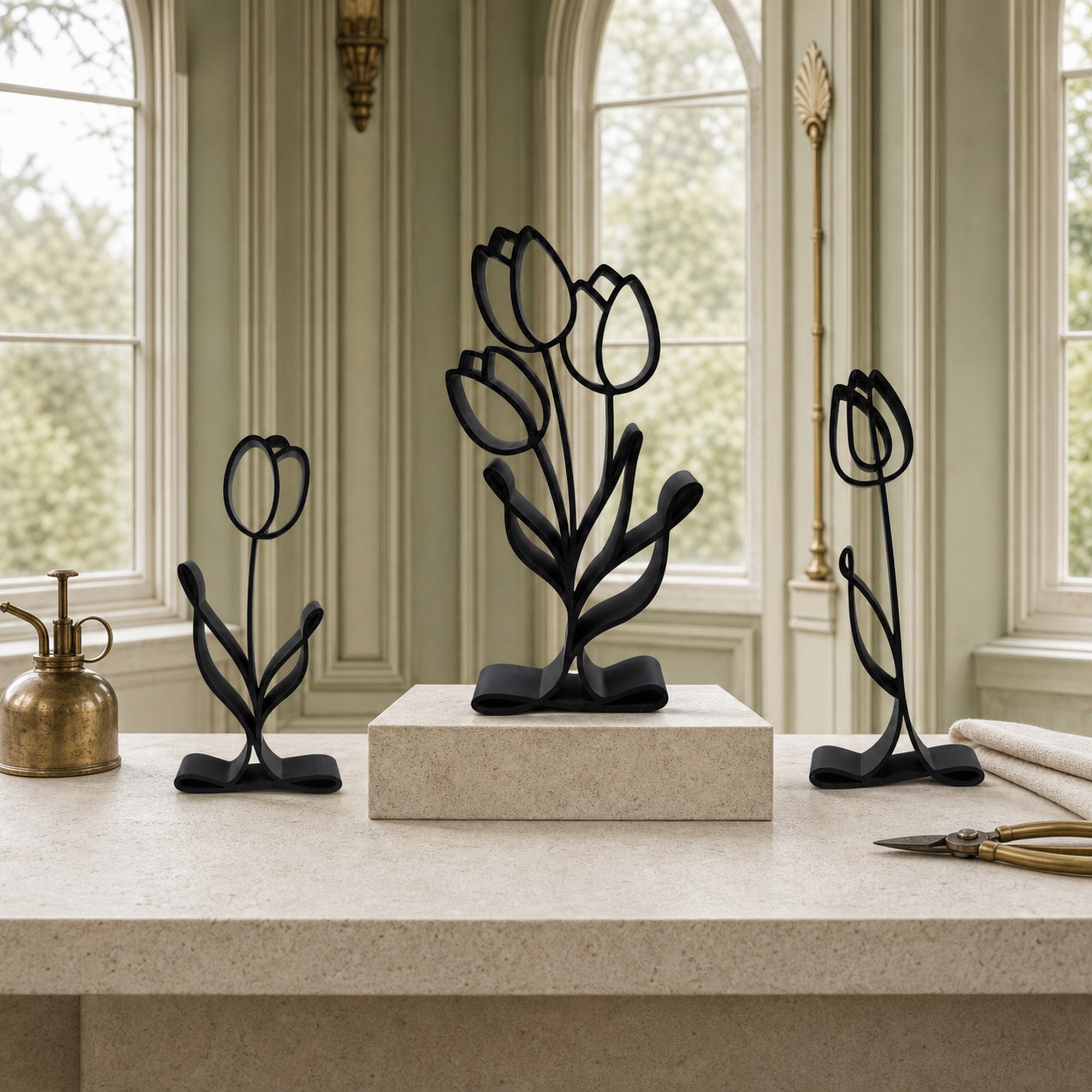 Lily Flower Line Art Sculpture Collection