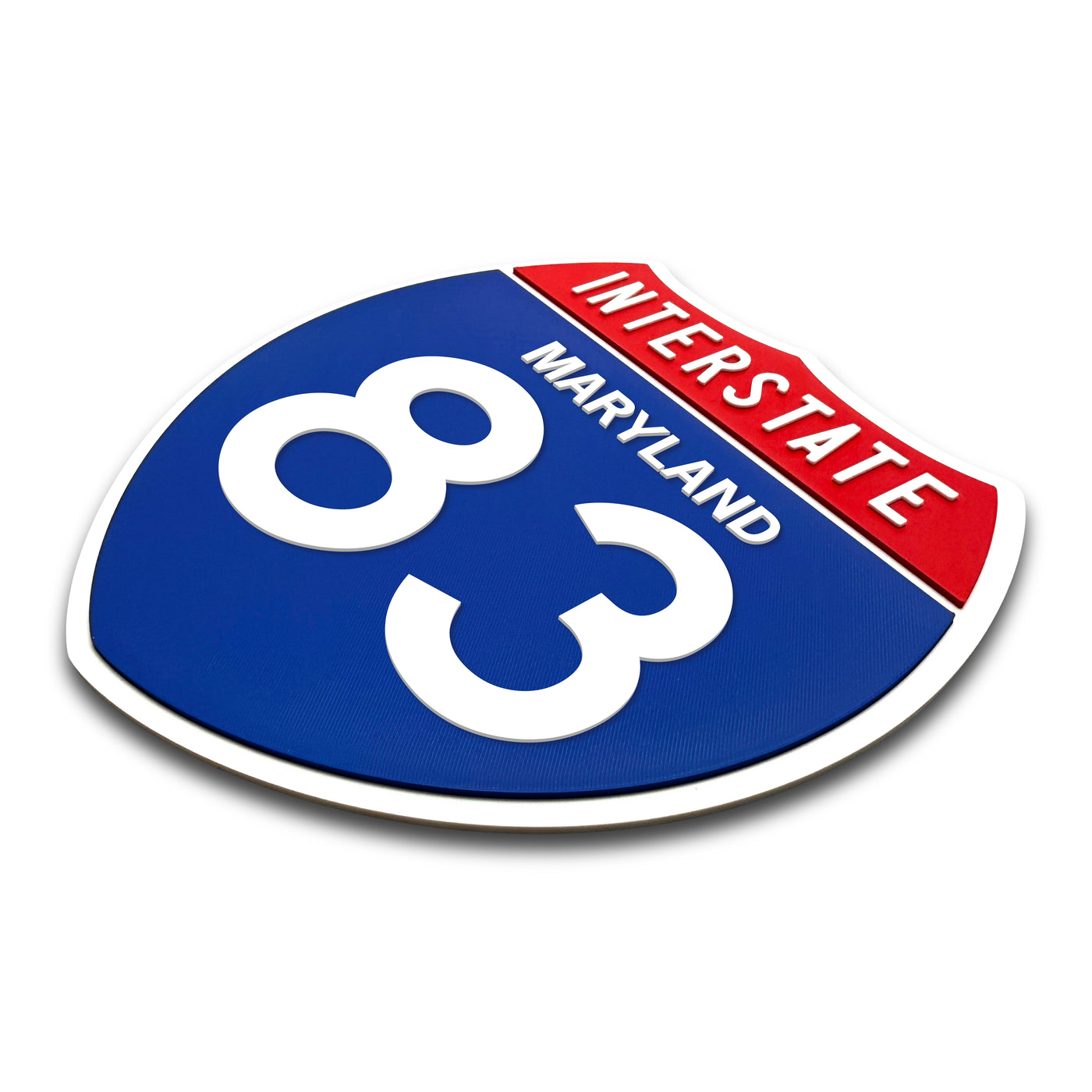Interstate 83 Maryland road sign replica three-quarter view