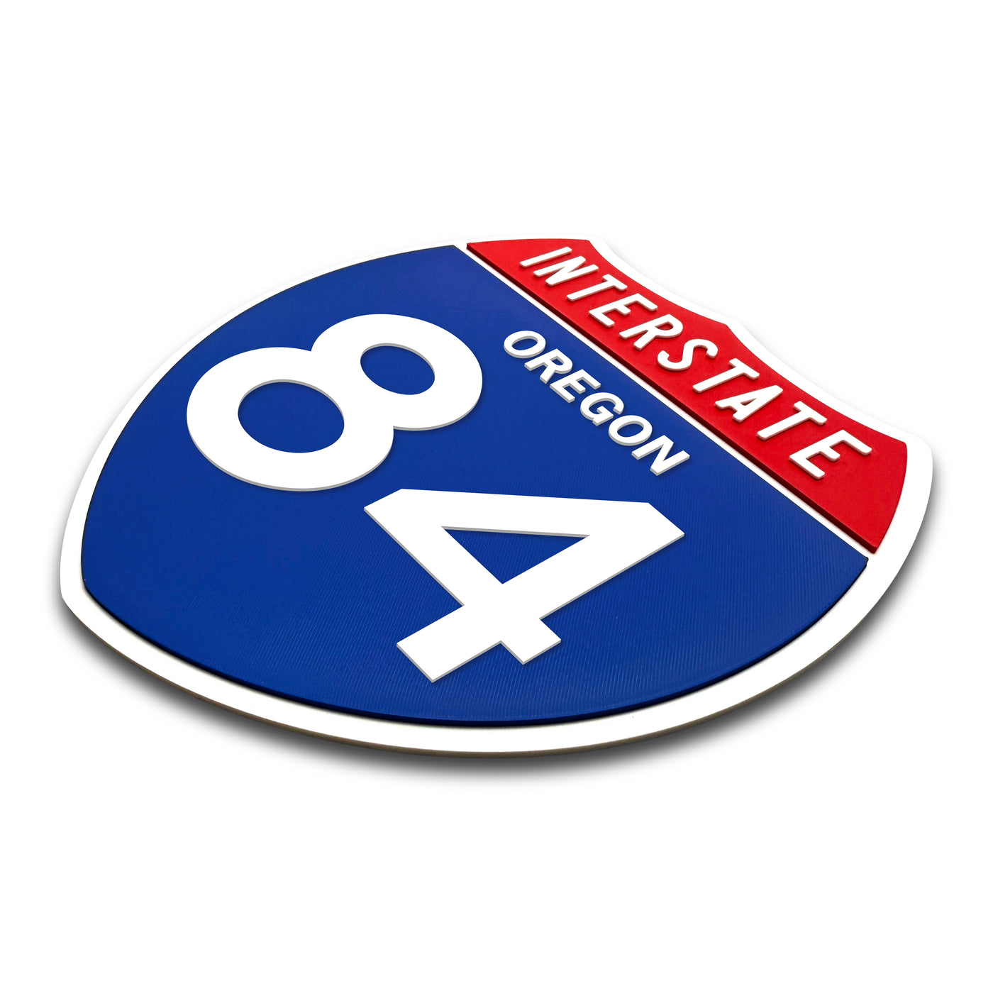 Interstate 84 Oregon road sign replica three-quarter view