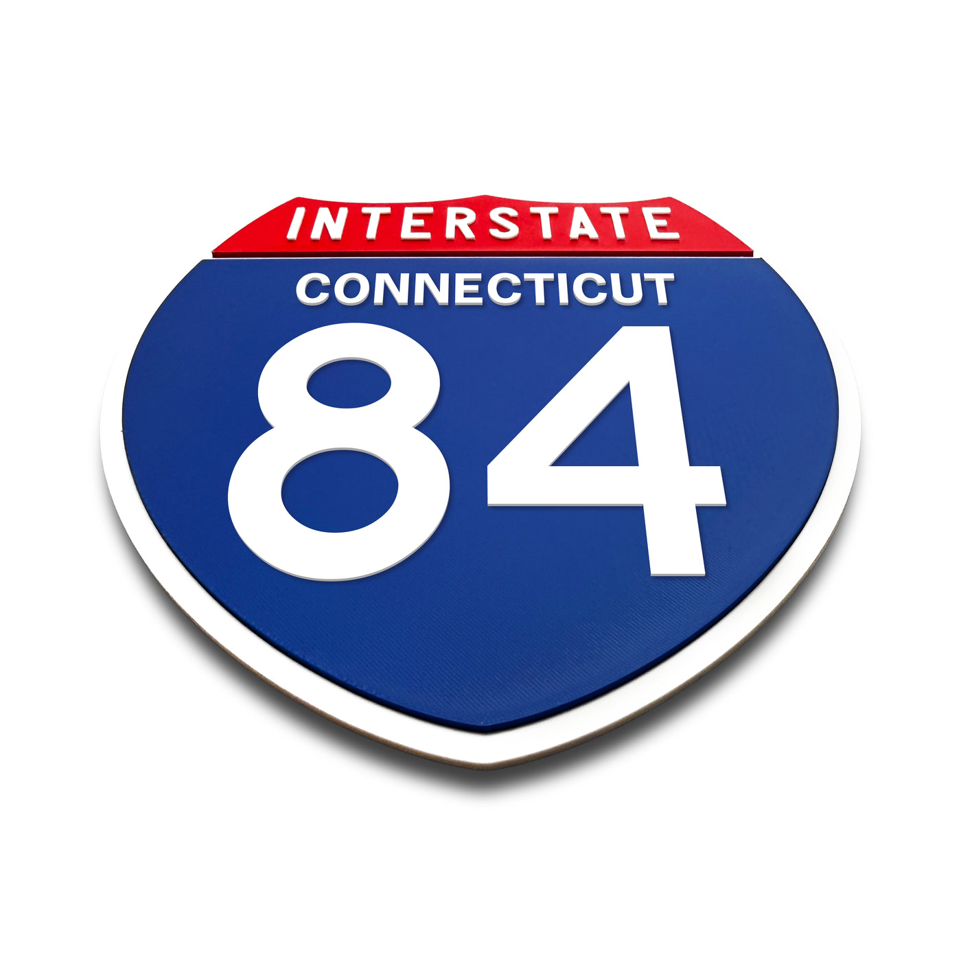 Interstate 84 Connecticut road sign replica flat view
