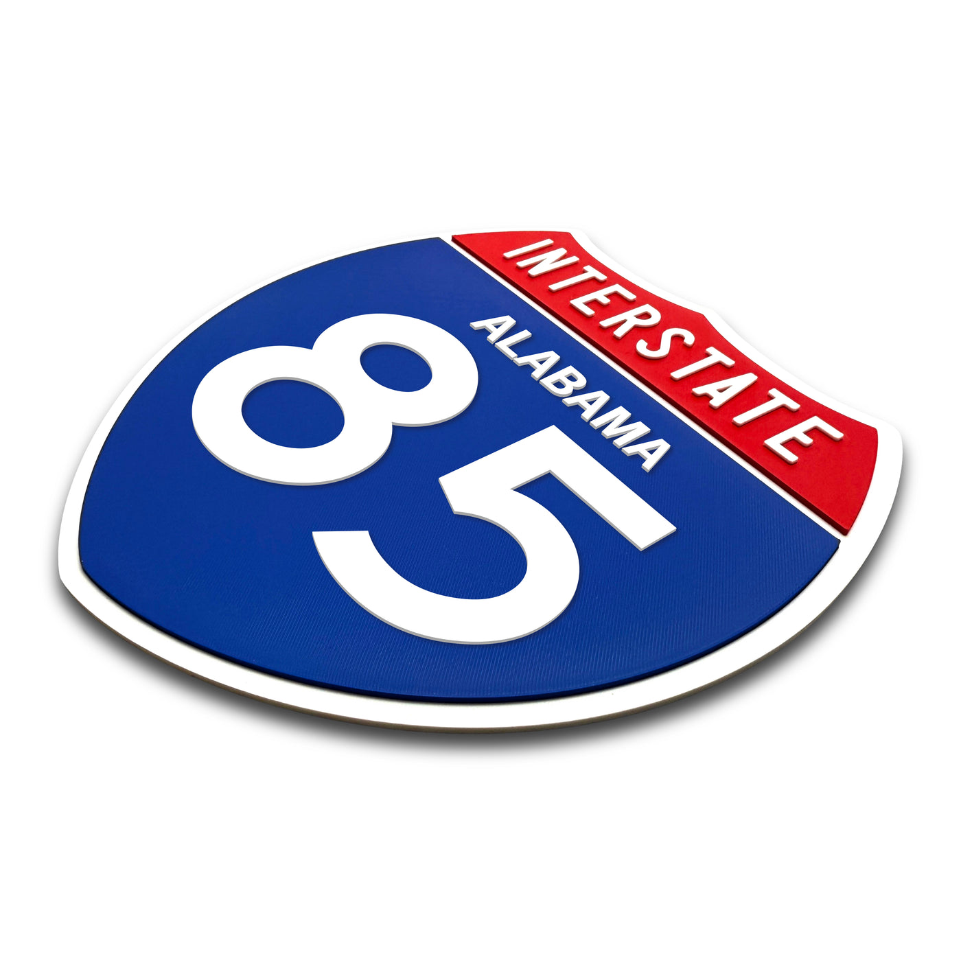 Interstate 85 Alabama road sign replica three-quarter view