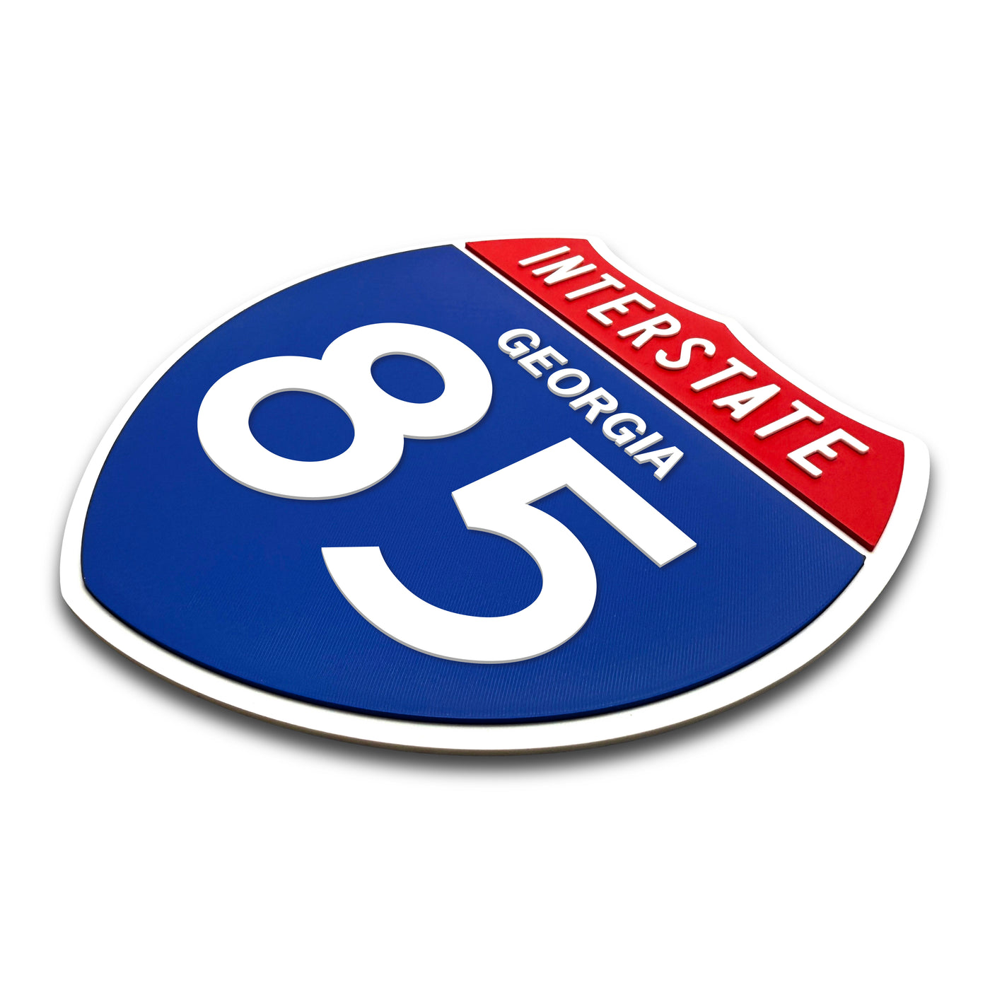 Interstate 85 Georgia road sign replica three-quarter view