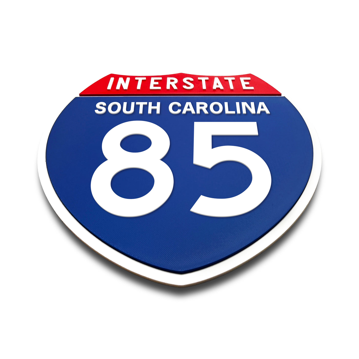 Interstate 85 South Carolina road sign replica flat view