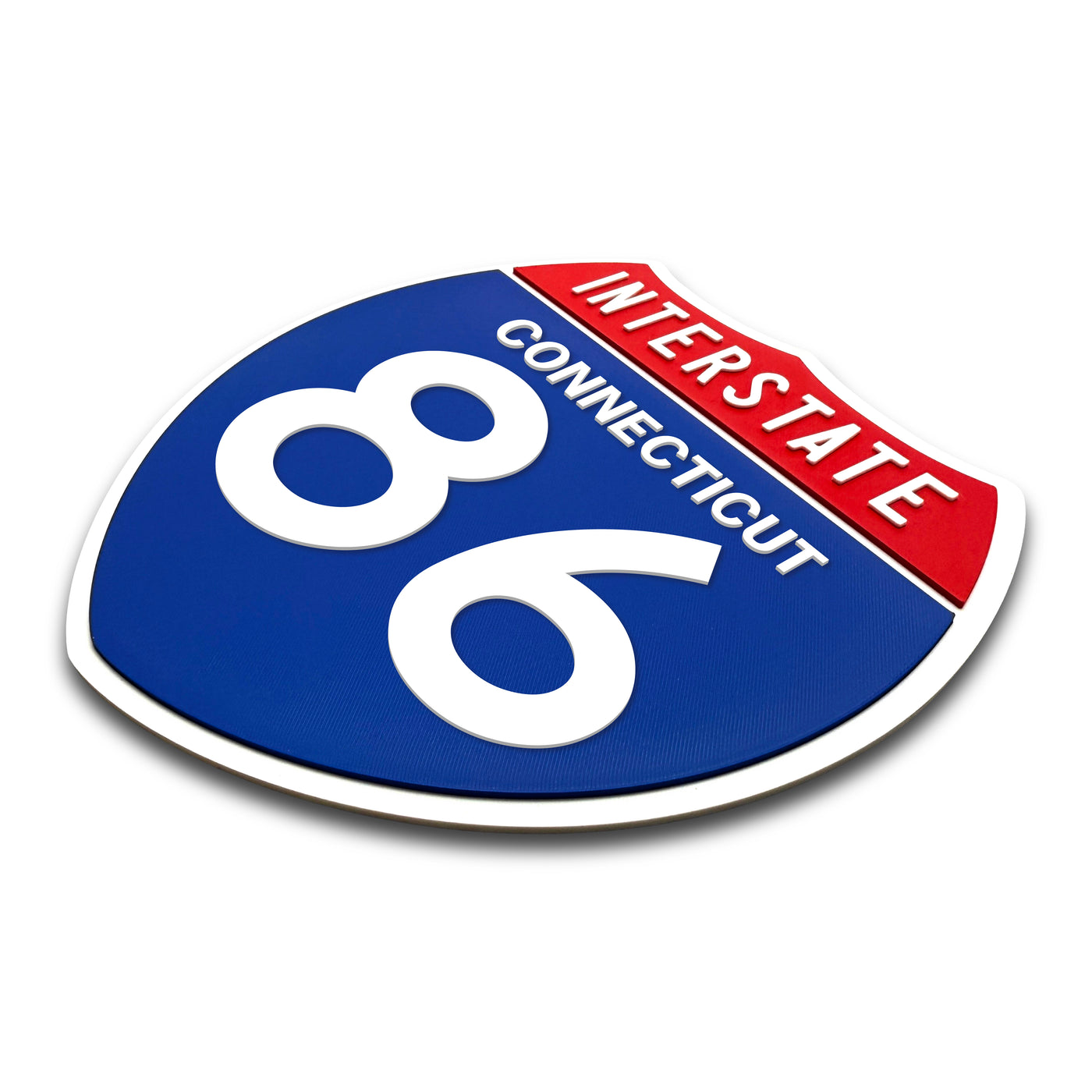 Interstate 86 Connecticut road sign replica three-quarter view