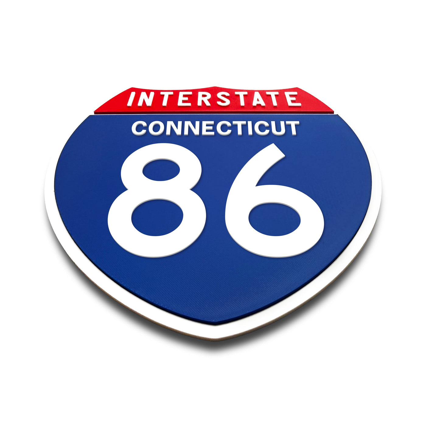 Interstate 86 Connecticut road sign replica flat view