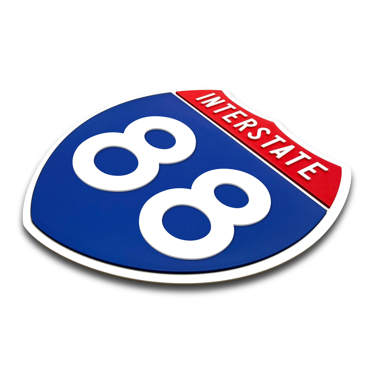 Interstate 88 Number Only road sign replica three quarter view