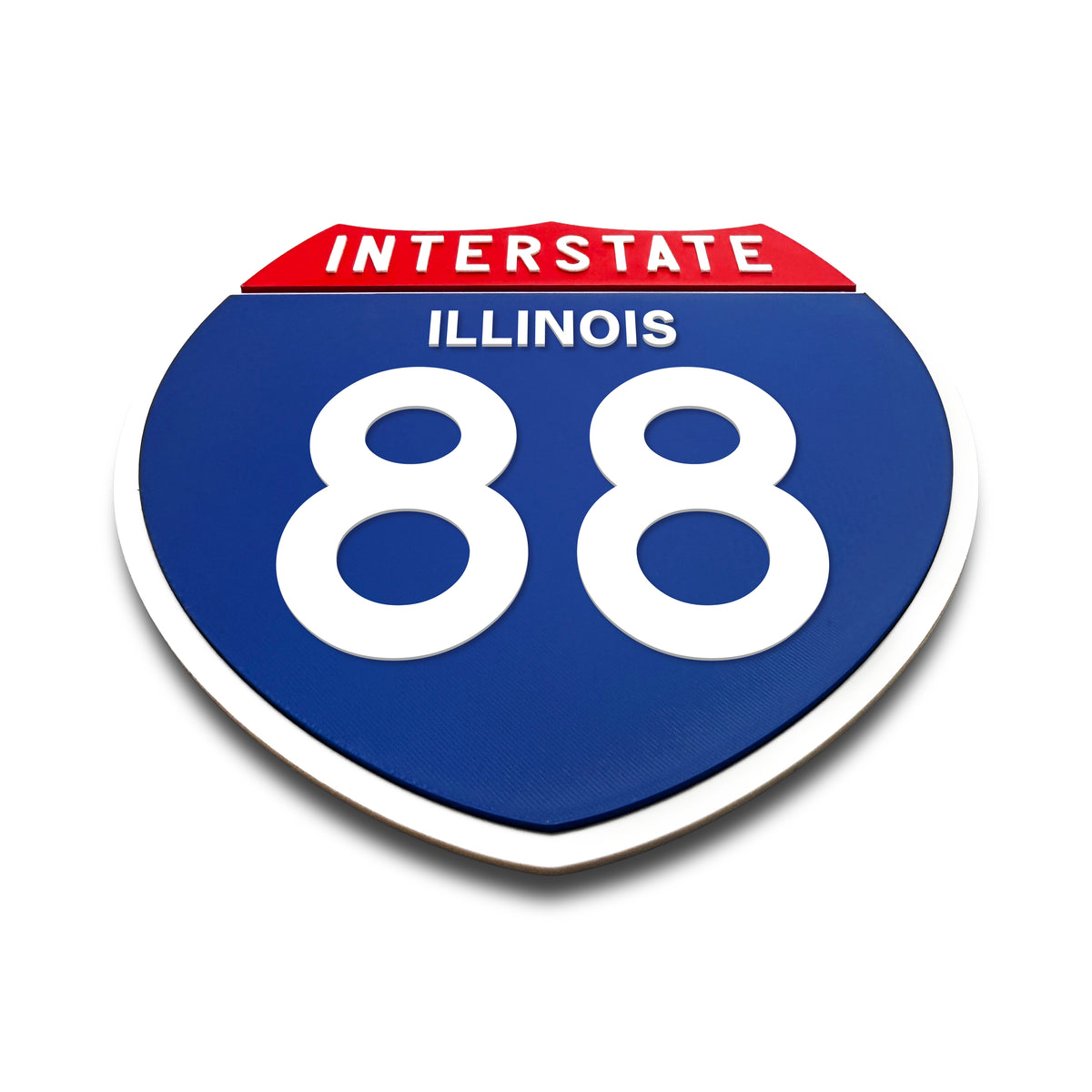 Interstate 88 Illinois road sign replica flat view