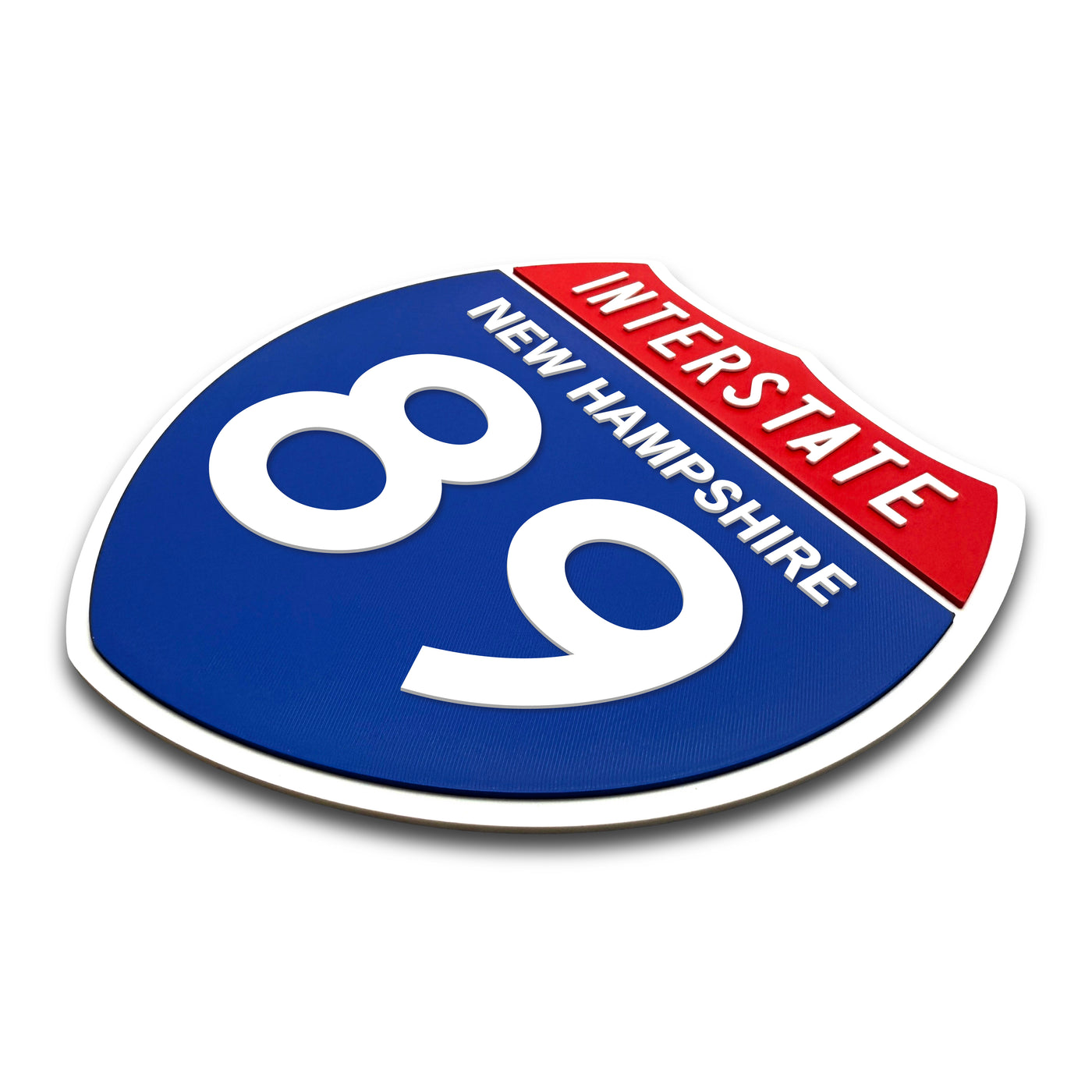 Interstate 89 New Hampshire road sign replica three-quarter view