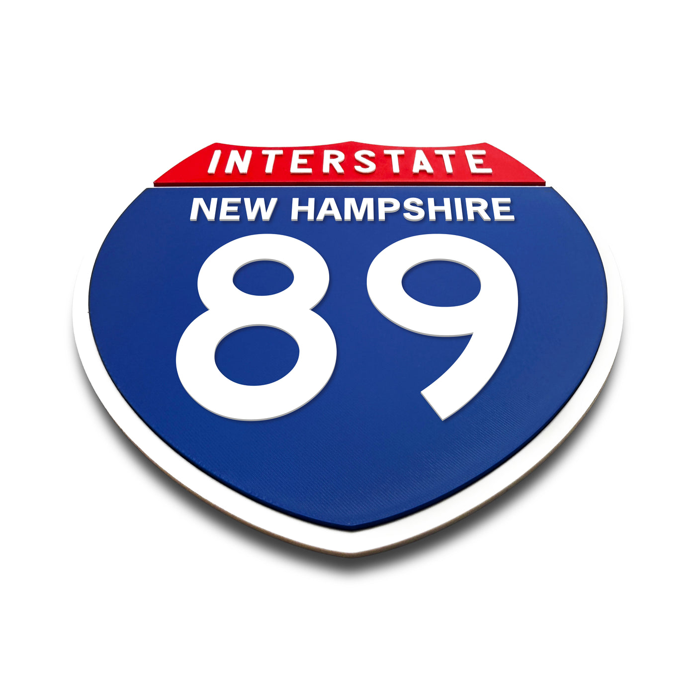 Interstate 89 New Hampshire road sign replica flat view