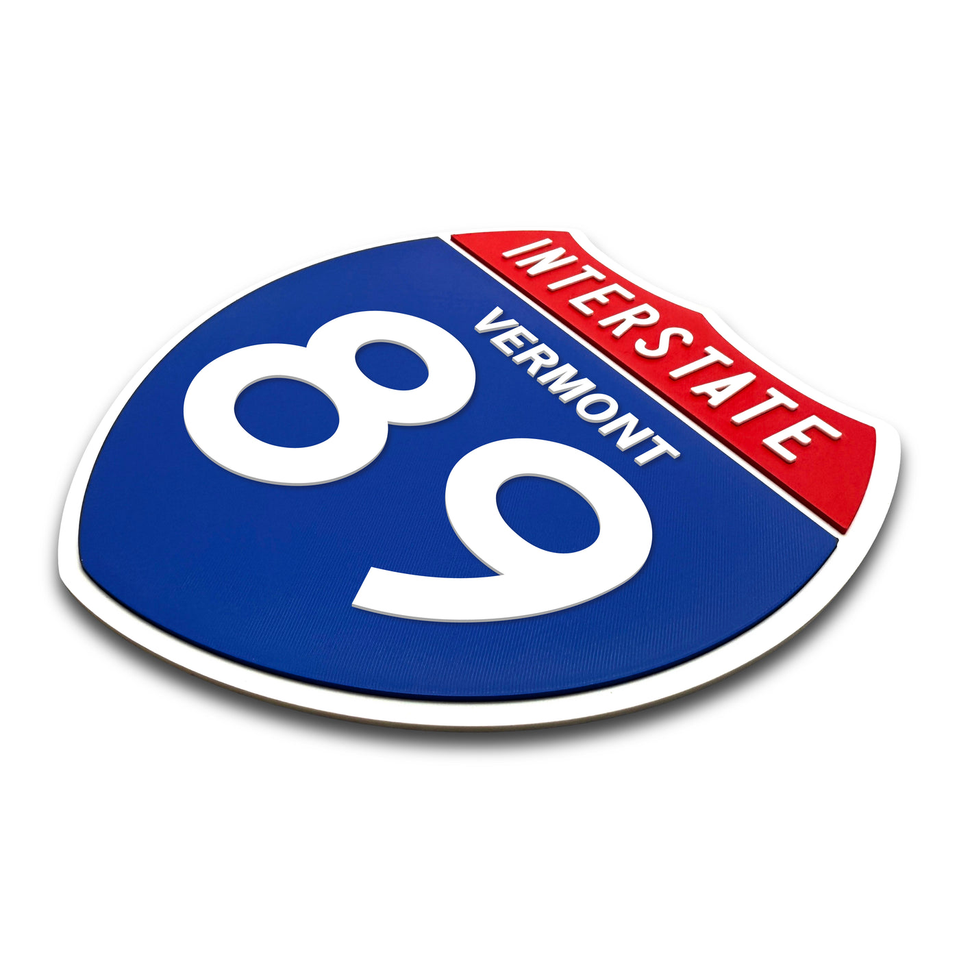 Interstate 89 Vermont road sign replica three-quarter view