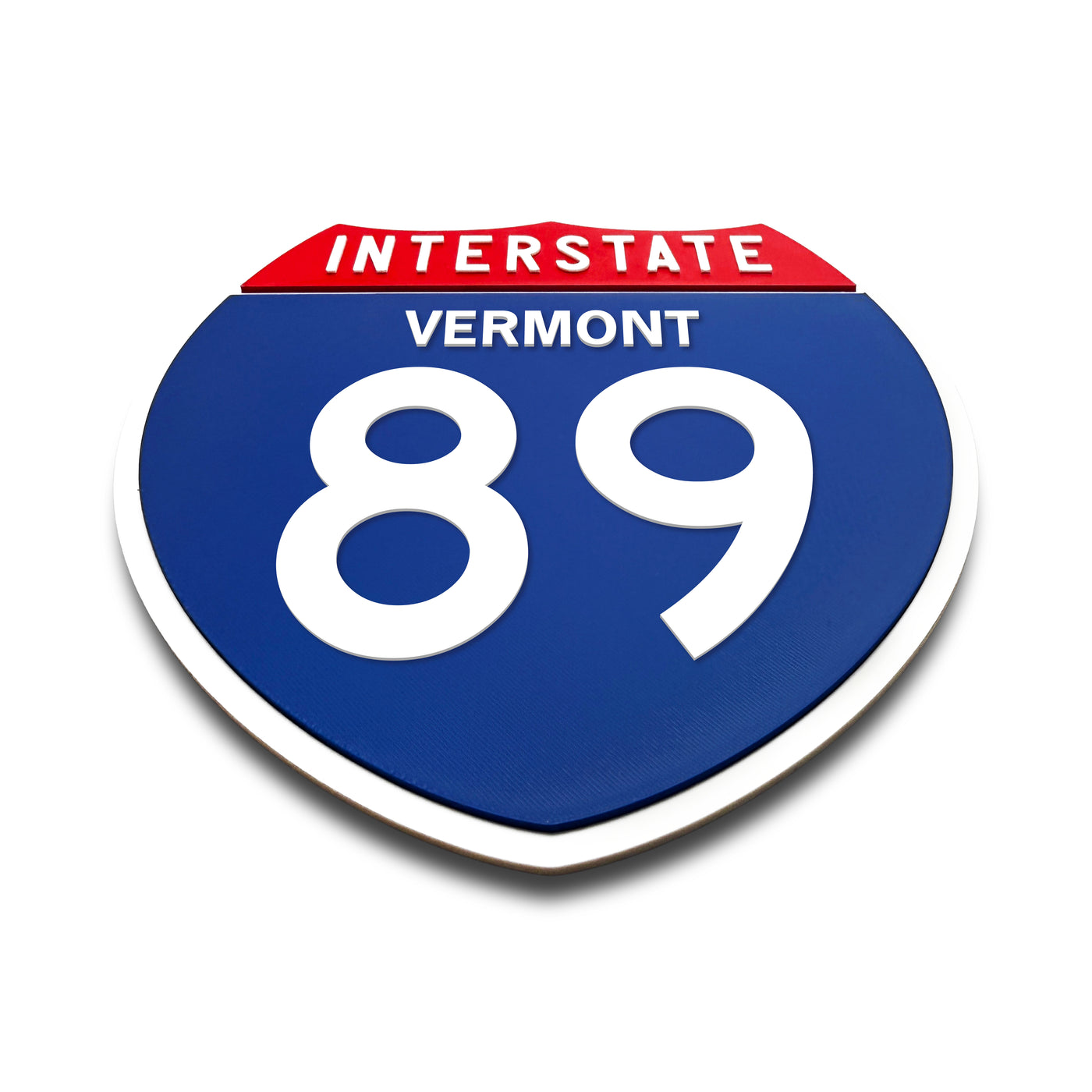 Interstate 89 Vermont road sign replica flat view