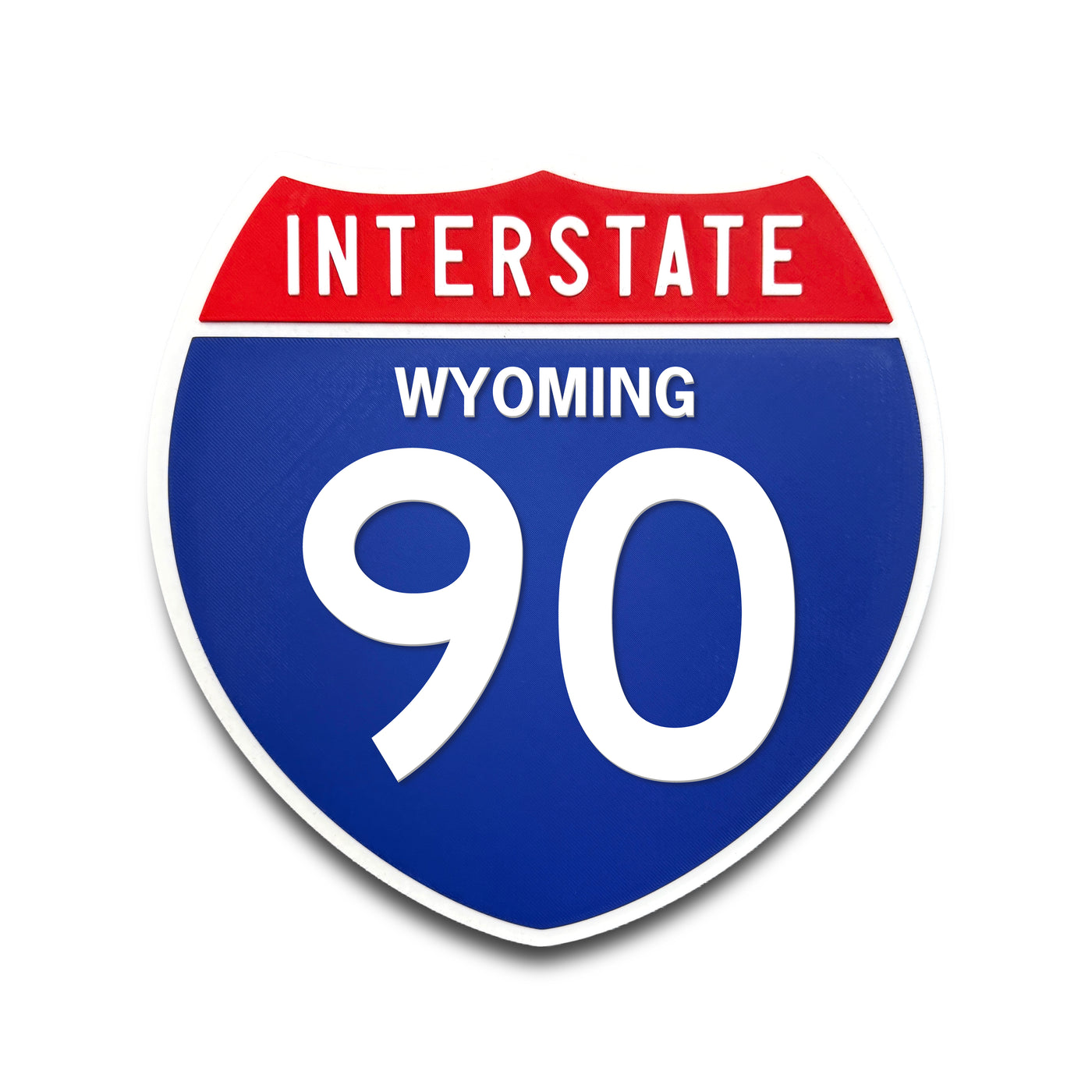 Interstate 90 Wyoming road sign replica front view