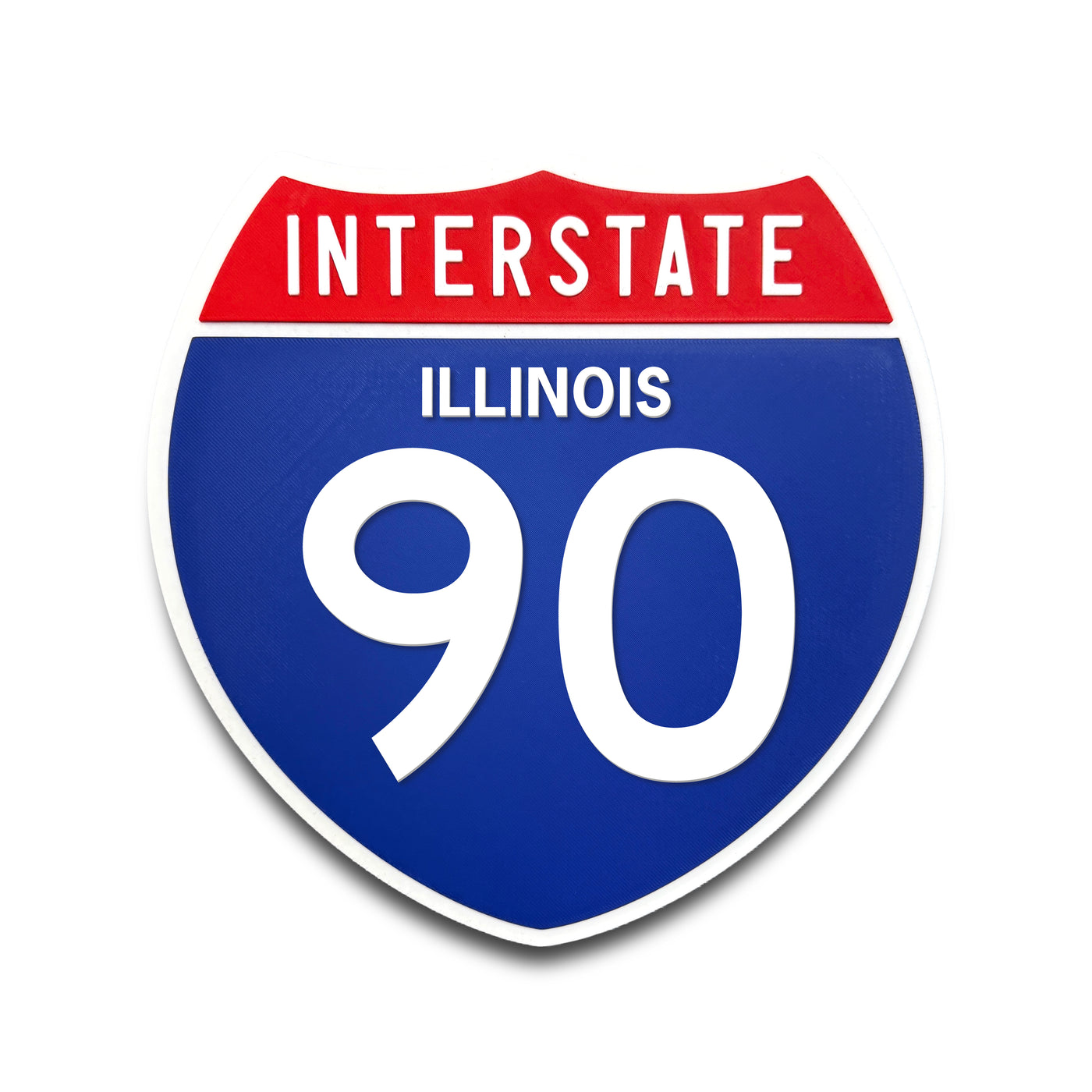 Interstate 90 Illinois road sign replica front view