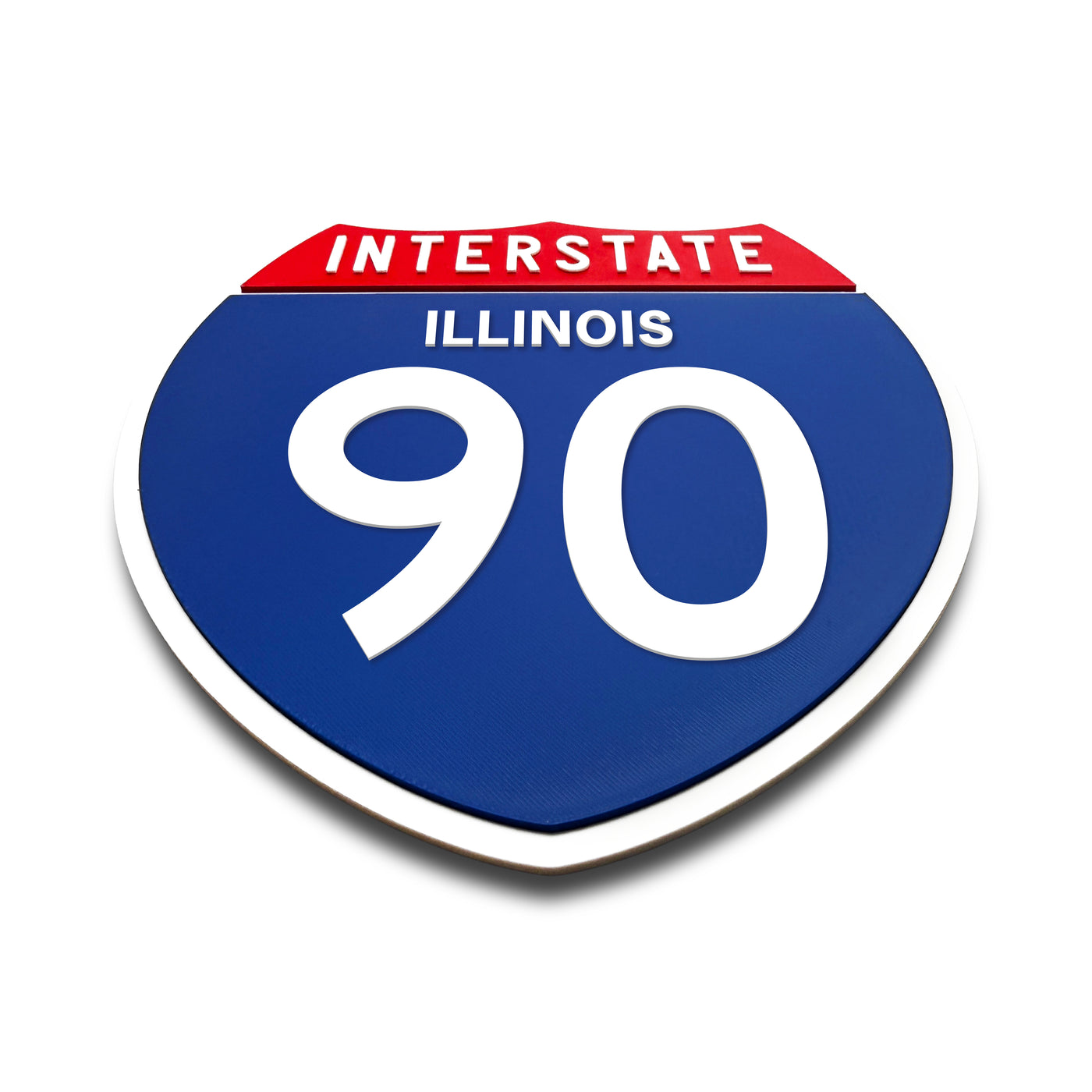 Interstate 90 Illinois road sign replica flat view