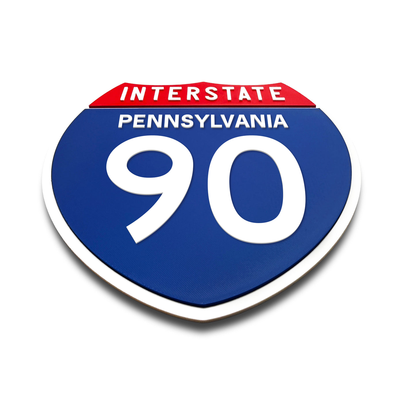 Interstate 90 Pennsylvania road sign replica flat view
