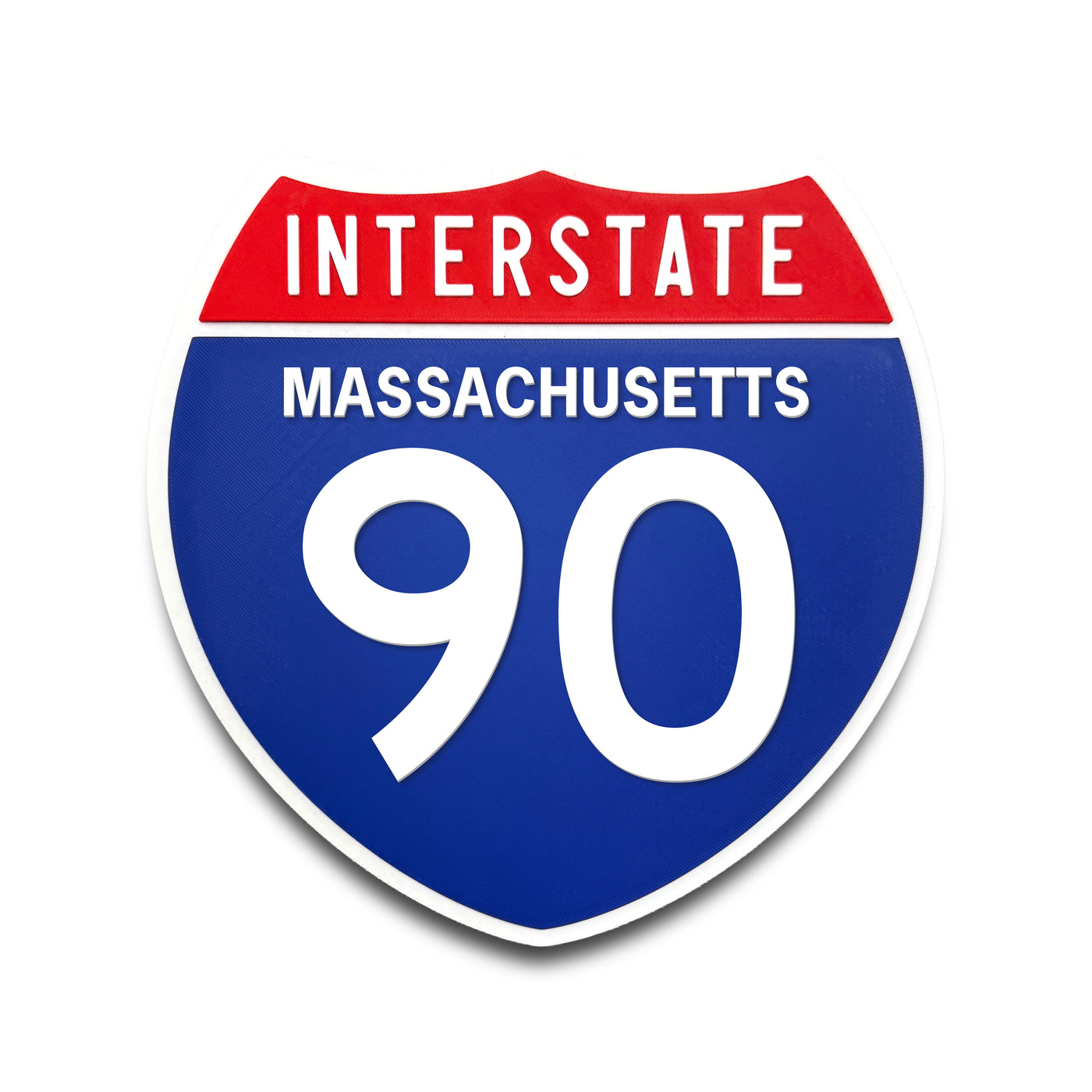 Interstate 90 Massachusetts road sign replica front view