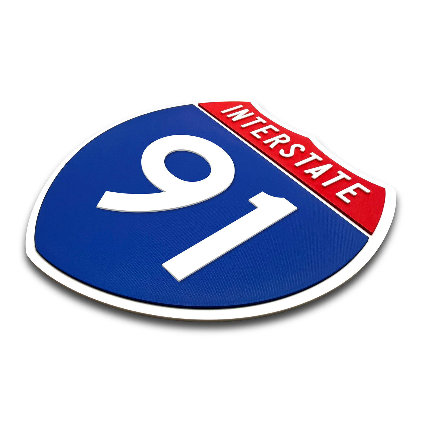 Interstate 91 Number Only road sign replica three quarter view