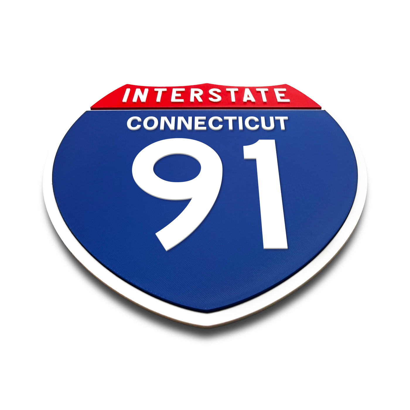 Interstate 91 Connecticut road sign replica flat view