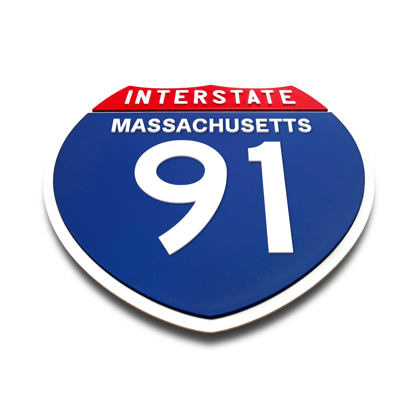 Interstate 91 Massachusetts road sign replica flat view