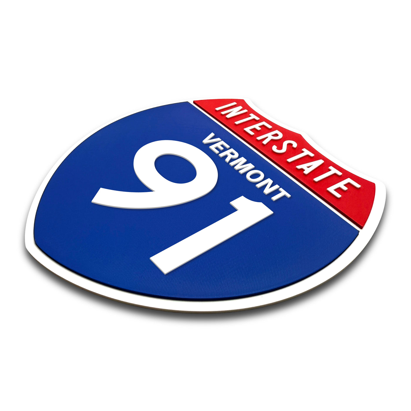 Interstate 91 Vermont road sign replica three-quarter view
