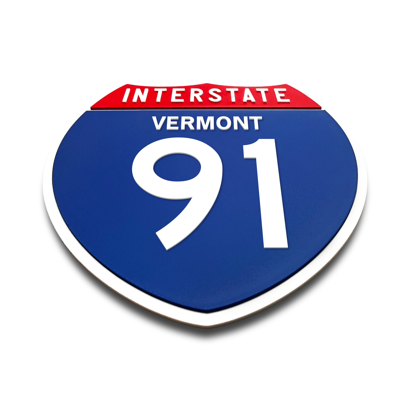 Interstate 91 Vermont road sign replica flat view