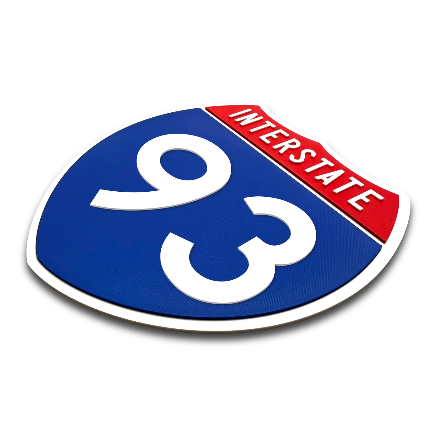 Interstate 93 Number Only road sign replica three quarter view