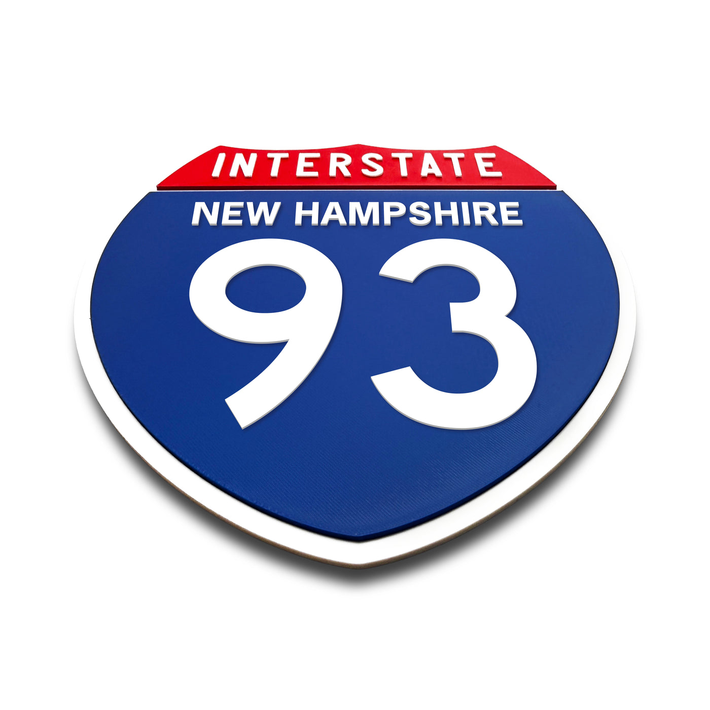 Interstate 93 New Hampshire road sign replica flat view