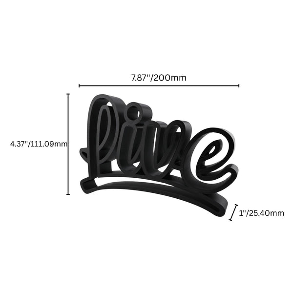 Live Curved Script Style, Minimalist Line Art "Live" Sculpture, Elegant Inspirational Home Decor, Modern Hobbies, Desk Line Art