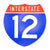Interstate 12 Road Sign Replica | 8.53 x 8.54 Inches | Blue with White and Red