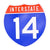 Interstate 14 Road Sign Replica | 8.53 x 8.54 Inches | Blue with White and Red