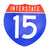 Interstate 15 Road Sign Replica | 8.53 x 8.54 Inches | Blue with White and Red