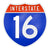 Interstate 16 Road Sign Replica | 8.53 x 8.54 Inches | Blue with White and Red