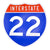 Interstate 22 Road Sign Replica | 8.53 x 8.54 Inches | Blue with White and Red